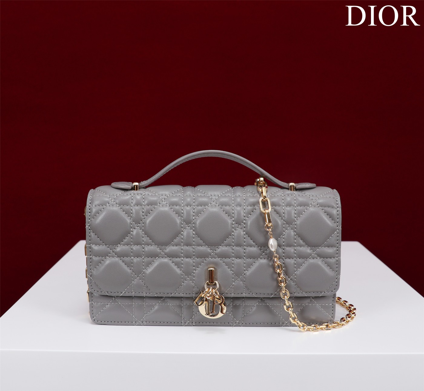 My Dior Mini Bag Gray Cannage Lambskin